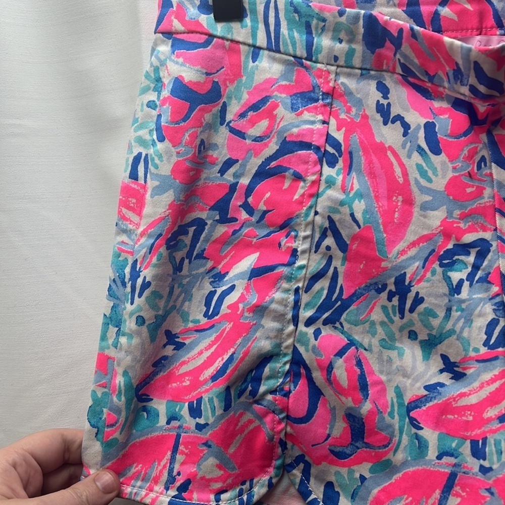 Lilly Pulitzer Blue Pink Lobster Side Zipper Shorts- 2 - Picture 3 of 5